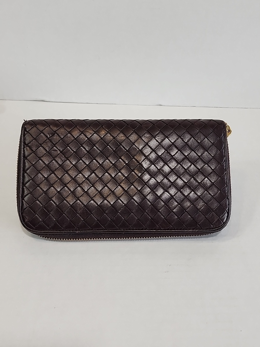 Bottega Veneta Round Long Wallet Intrecciato Dark Brown Leather Zippy Wallet! - Picture 5 of 16